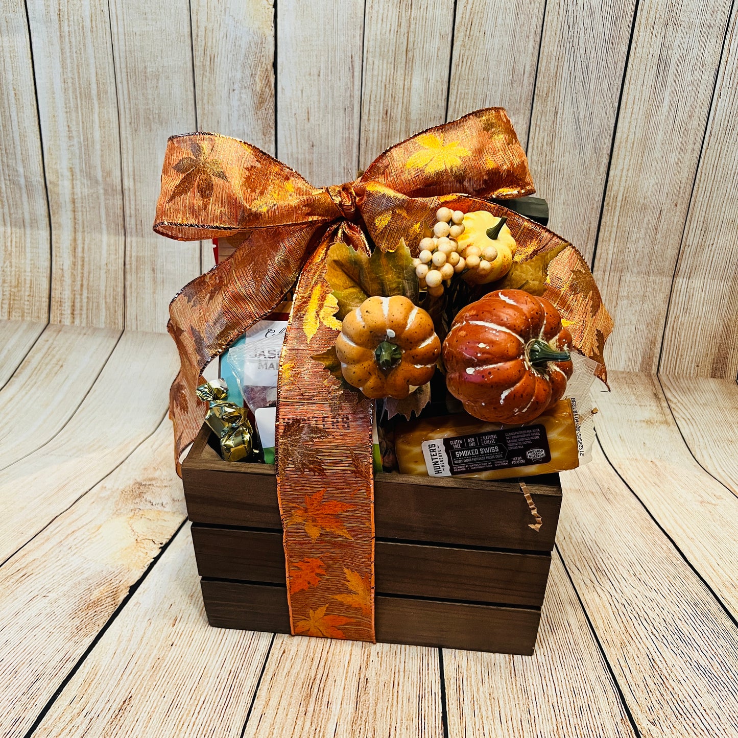 Fall Harvest Gift Basket | Cheese, Sausage, Sea Salt Caramels & more