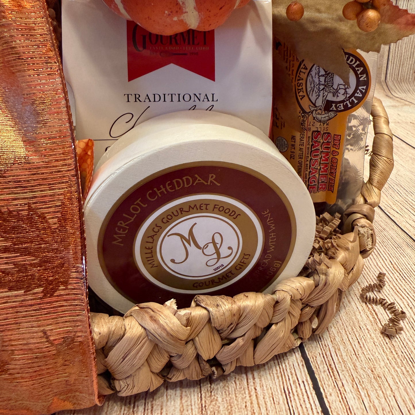 Fall Harvest Gift Basket | Cheese, Sausage, Sea Salt Caramels & more