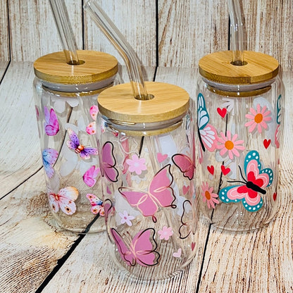 Glass tumblers with Butterflies
