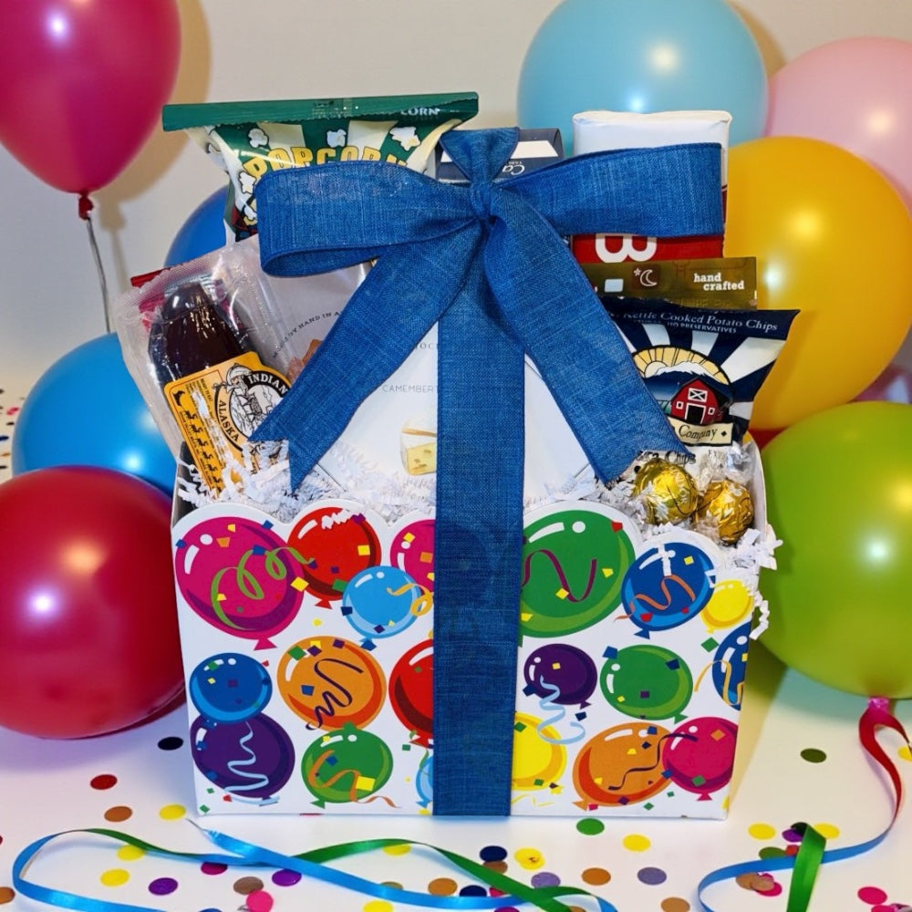 Happy Birthday gift box with snacks