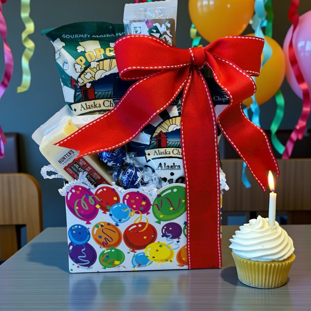 Happy Birthday gift with snacks