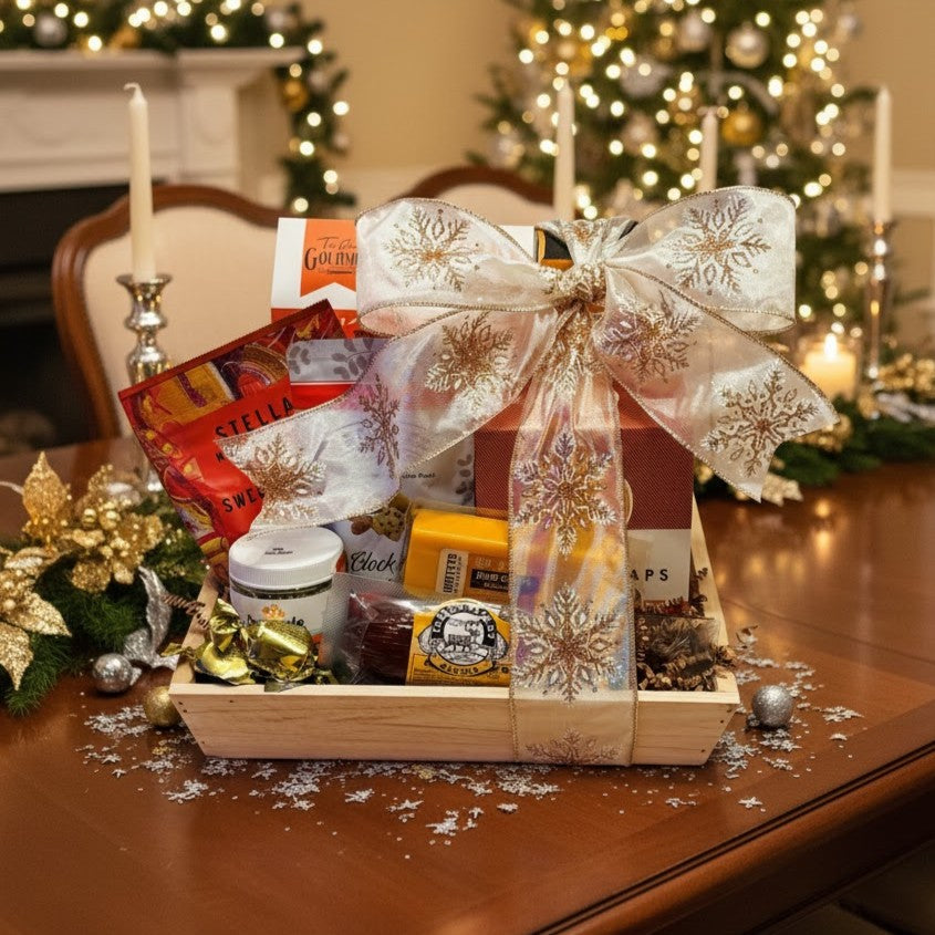 Holiday Gift Basket on a table
